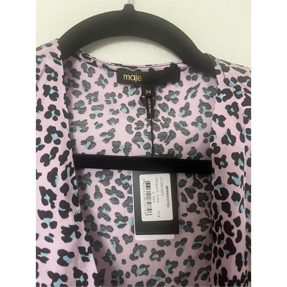 Maje Draped leopard-print dress NEW NWT - Picture 9 of 12